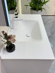 60 In Modern <b>White</b> Minimalist DesignWall Mounted Bathroom Vanity With Led <b>Mirror</b> Soft-touch Integrated Sink - Product Image 6
