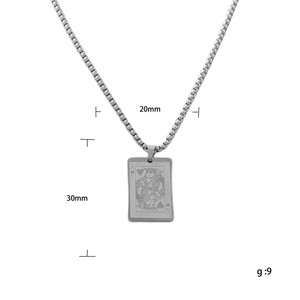 Stainless Steel <b>Playing</b> <b>Card</b> Pendant Queen Of Hearts Men's Necklace Retro Punk Style 120142 - Product Image 5