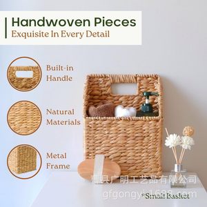 Rattan <b>Storage</b> <b>Basket</b> Rectangle With Handle Wall Mounted For Mail And Envelope Organization - Product Image 5