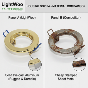 Marco para foco MR16, carcasa para lámpara GU10, base empotrada en el techo, metal plateado pulido, downlight para villa, venta al por mayor, pedido a granel - Product Image 3