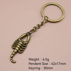 Porte-clés Scorpion <span class=keywords><strong>à</strong></span> nervures en alliage de <span class=keywords><strong>zinc</strong></span> argenté antique avec chaîne <span class=keywords><strong>à</strong></span> anneau fendu pour souvenir de rallye de motards du désert - Product Image 2