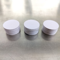Etiquetas adhesivas redondas inteligentes NFC de PVC regrabables, impermeables, blancas, para tarjetas RFID tipo moneda 213/215/216, personalizables.