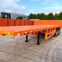 Neuer 40-Fuß 3-Achs-Schwerlast-Flachbett-Sattelauflieger aus Stahl mit 100 Tonnen Nutzlast für Containertransport zum Verkauf