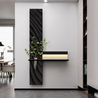 Peinture murale décorative moderne et épurée avec LED intégrées, motif plantes hydroponiques sur pierre, pour l'aménagement intérieur