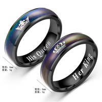 NIEUWE Slimme Sieraden Mood Ring Koning Koningin Letter Emotie Gevoel Kleurveranderende Paar Temperatuurring voor Bruiloft Verlovingscadeau