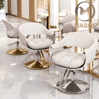 Fauteuil de Barbier en Acier Inoxydable Populaire sur Internet avec Accoudoirs Rotatifs et Réglables en Hauteur, Revêtement en Cuir PU, Design Luxe Léger pour Salon de Coiffure et Usage Domestique