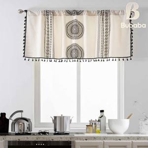 Rideaux courts en <span class=keywords><strong>toile</strong></span> imprimée à franges de style américain Bubaba en gros - Semi-occultants translucides <span class=keywords><strong>pour</strong></span> baies vitrées - Product Image 1