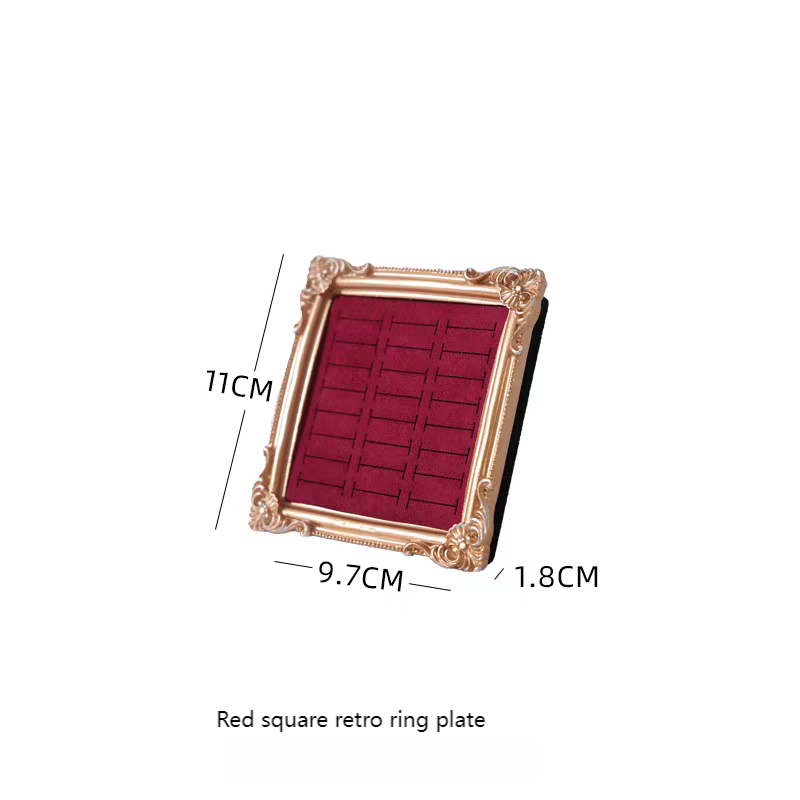 Red square vintage ring plate