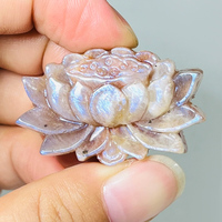 Usine en gros pierre de lune Lotus cristal envies imploré bleu Flash fleur pierre d'énergie de guérison pour cadeau