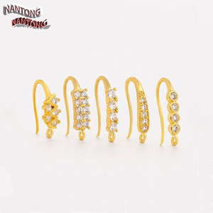 Nantong Brass <b>Earring</b> <b>Hooks</b> With Zirconium Diamonds Mixed Shapes For <b>Earring</b> Making Jewelry Findings Components - Product Image 3