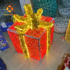 Kotak hadiah dekorasi Natal lampu malam kecil tahan air bahan akrilik pencahayaan baterai kerajinan tangan murni