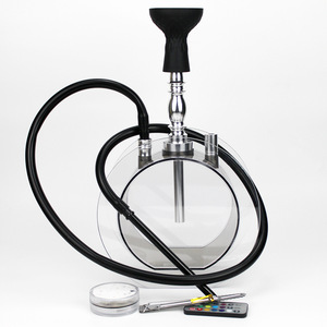 Ensemble de chicha ronde en acrylique avec tuyau noir et télécommande pour fumer - Product Image 1