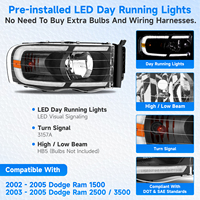 High Quality LED Automotive Headlight for 2002-2005 Dodge Ram Headlights