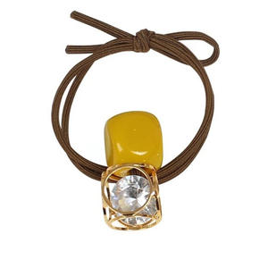 Bando elastis penuh warna trendi untuk anak perempuan, ikat rambut kain berlian imitasi kristal simpul kubus logam berongga Chunky gaya Korea - Product Image 6