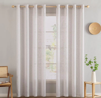 Rideaux modernes en lin tissé avec œillets intégrés, blancs, pour chambre à coucher, salon, fenêtre française, personnalisables, toutes saisons, semi-transparents, légers