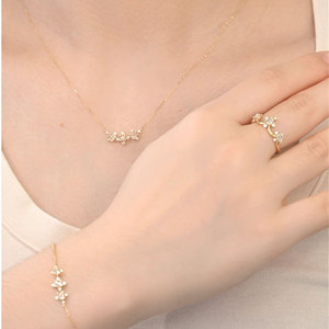 คอลเลกชันเครื่องประดับ New Rose Cut สร้อยคอแฮนด์เมดแบบมินิมอล สร้อยคอทองคำแท้ 18K ประดับเพชรทรง Rose Cut - Product Image 6