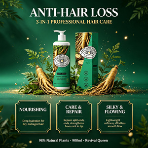 Champú y Acondicionador para el Cuidado <span class=keywords><strong>del</strong></span> Cabello con Ginseng, 98% Natural, Anticaída, 900ml, Sin Sulfatos, Siliconas ni Parabenos - Product Image 3