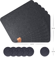 Tapis de Table rond en feutre, antidérapant, gris foncé, 6 pièces, dessous de verre, pour Set