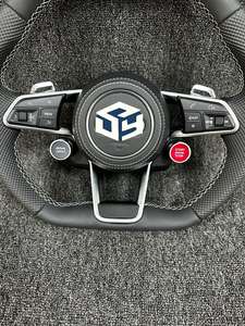 Volant sport en cuir <span class=keywords><strong>rouge</strong></span> sur mesure avec surpiqûres personnalisées pour <span class=keywords><strong>Audi</strong></span> B8 B9 <span class=keywords><strong>R8</strong></span> Q5 Q3 MK3 TTRS TTS MK2 S3 Accessoires de voiture - Product Image 2