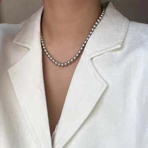 Vershal B-126 di alta qualità <span class=keywords><strong>collana</strong></span> di perle di vetro grigio 18K placcato oro Vintage <span class=keywords><strong>collana</strong></span> di gioielli di lusso - Product Image 4