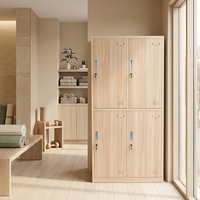 Armoire de rangement métallique à 2 niveaux, robuste, à poser au sol, avec 4 casiers et serrure à clé, pour salle de sport, spa, pilates