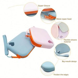 Silicone Zippered Mini Coin Purse With <b>Wrist</b> <b>Strap</b>-Portable & Eco-Friendly Fashionable for Daily Use - Product Image 2