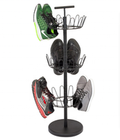 Arbre à chaussures en métal moderne à 3 niveaux, 18 paires, de couleur noir, robuste et stable