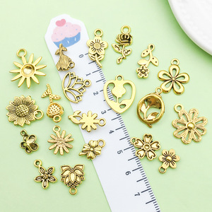 Pendentif Fleur en Alliage Doré Antique pour la Fabrication de Bijoux DIY, Composants Breloques pour Boucles d'Oreilles et Colliers, Plaqué Alliage de Zinc, Tournesol Rose - Product Image 3