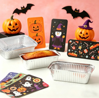 Moules à pain Halloween en promotion avec couvercles en plastique, plateaux de cuisson de 1,5 lb, contenants alimentaires jetables en aluminium pour la cuisson