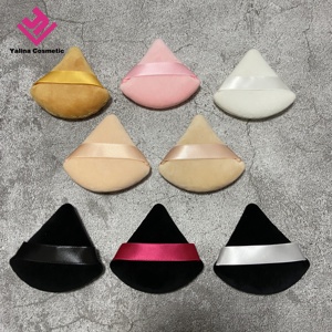 YALINA - Brocha de Maquillaje Colorida, Suave, de Algodón Puro, para Cuerpo y Rostro, Triangular, Rosa, Negra, Blanca, Lavable, para Polvos - Product Image 4