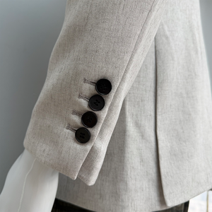 Op maat gemaakte, hoogwaardige, slanke linnen pakjas, OEM ODM, heren business casual <span class=keywords><strong>blazer</strong></span>, fabrikant van pakken. - Product Image 5