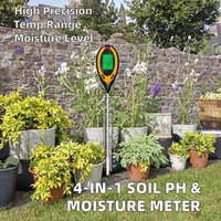 Testeur de pH et d'humidité du sol 4 en 1 pour plantes en pot et jardins avec fonction d'éclairage