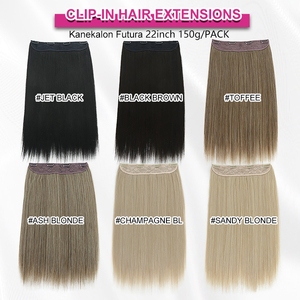 Extensions de cheveux synthétiques invisibles à clips Julianna Wholesale Tangle Free Premium Heat Resistant Yaki Straight 4 Clips - Product Image 6