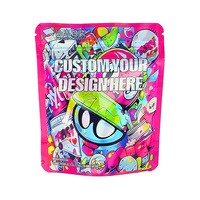 Pochette debout zip-lock holographique en plastique avec logo personnalisé imprimé sacs d'emballage en mylar anti-odeur alimentaire 3.5g 7g