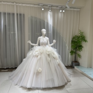 Lsoy062 Romantic <b>Wedding</b> Dress Sweetheart Lace Bodice Rosette Tulle Ball Gown For Formal Church Ceremony Jancember - Product Image 1