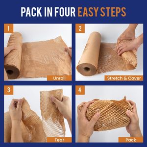 Papier d'emballage alvéolé Lockwrap 15 x 200 pieds, kraft brun recyclable, fournitures de déménagement - Product Image 4