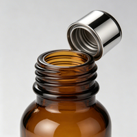 Flacon en verre ambré vide à fond épais avec bouchon argenté, personnalisable avec logo, plusieurs tailles disponibles pour lotion, sérum, tonique