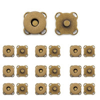 Lot de 10 paires de fermoirs magnétiques à coudre, à tige carrée en métal robuste, pour couture à la main, installation facile, 14 mm, logo en relief, réutilisables (Antique)