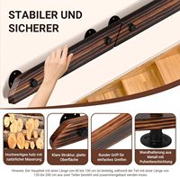 Main courante d'escalier en bois de pin Ikodm 150 cm, intérieur, brun, montage latéral, comprend des supports muraux et du matériel de montage
