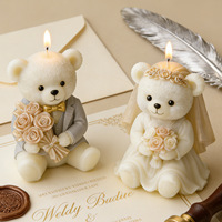 Neue Ideen Hochzeits-Teddybär Duftkerze Silikonform DIY Handgemachtes Kreatives Geschenk Gips-Ornament Schleifwerkzeug Kerzenform