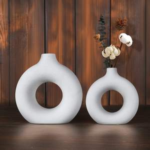 Florero, Jarrones, Decoración Floral, Flor, <span class=keywords><strong>Blanco</strong></span>, Porcelana Nórdica, Flor de Capullo, Donut, Jarrón de Cerámica para Decoración del Hogar - Product Image 3