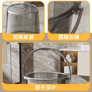 Juego de bañera transparente con tapa, portátil, redonda, de gran capacidad, para uso doméstico en el baño, lavabo de tres piezas y cucharón - Product Image 2