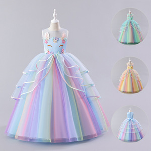 Vestido de <span class=keywords><strong>Unicornio</strong></span> <span class=keywords><strong>para</strong></span> <span class=keywords><strong>Niñas</strong></span> |   Vestido Largo de Satén con Malla <span class=keywords><strong>para</strong></span> Niña, <span class=keywords><strong>para</strong></span> Fiestas |   ODM Personalizado al por Mayor - Product Image 1