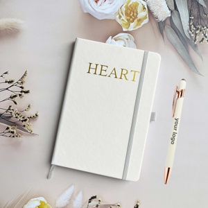 Libreta de Cuero PU <span class=keywords><strong>Beige</strong></span> Personalizada Promocional con Estampado en Caliente, <span class=keywords><strong>Agenda</strong></span> de Negocios con Portaplumas - Product Image 1
