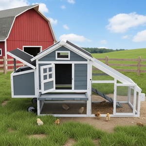 Poulailler en bois en gros, abri économique extérieur pour poules pondeuses, <span class=keywords><strong>cage</strong></span> respirante pour animaux avec nichoir - WoodVille - Product Image 1