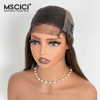 Perruque Lace Front MSCICI 13x4 en Cheveux Humains Bruts, Texture Lisse, Nœuds Blanchis, Densité Personnalisable