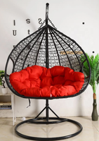 Fauteuil suspendu œuf en rotin tressé avec double structure en aluminium, design moderne, pour balcon et loisirs