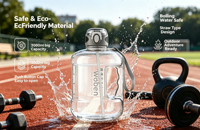Bouteille d'eau sport 3L en plastique PC sans BPA, écologique, pour la gym et l'extérieur, avec paille de type alimentaire et bouchon à bouton-poussoir, accessoires inclus