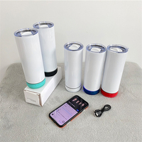 Gobelet droit à sublimation vierge avec haut-parleur 20oz en acier inoxydable Sublimation Wireless Music Smart Cup