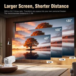 Mini-projecteur LED portable HY310 avec prise en charge 1080P 4K, Android 11, 1 Go de RAM/8 Go de stockage, stéréo pour films - Product Image 3